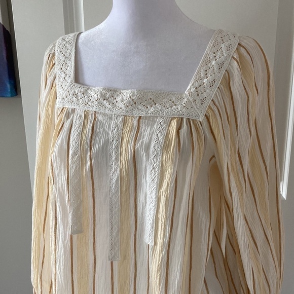 LC Lauren Conrad medium peasant blouse  lace 3/4 sleeves NWT - Picture 5 of 14